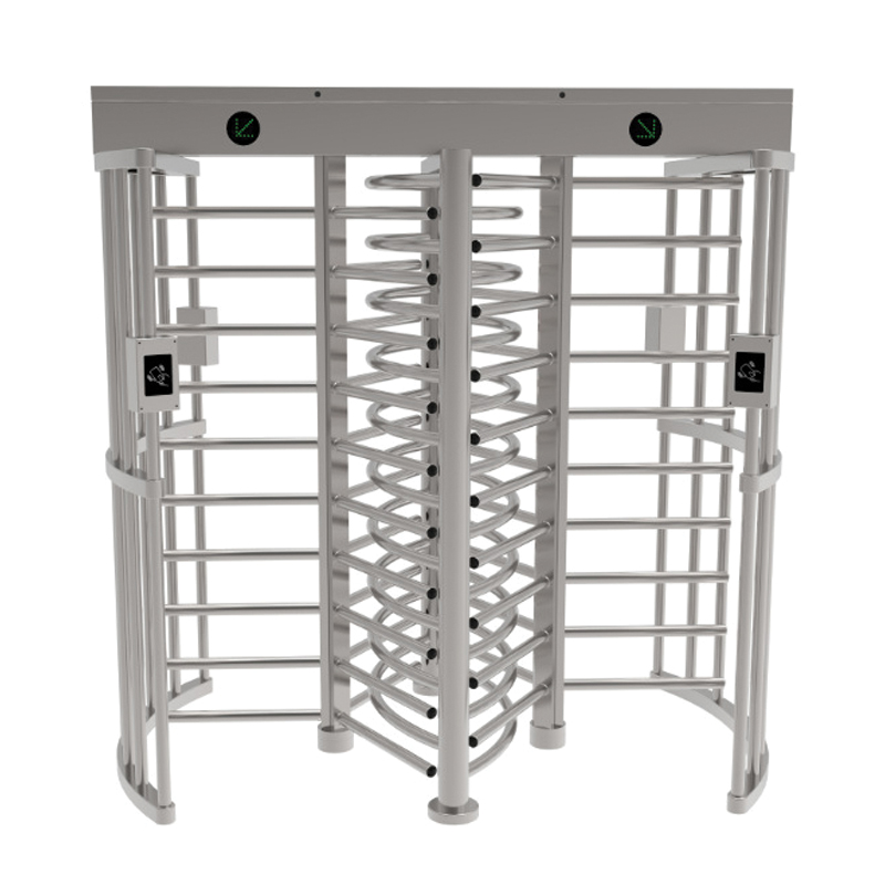 Cổng đôi Thiết bị kiểm soát an ninh đường bộ Full-Heigh Turnstile có kết nối đầu đọc thẻ, nguồn 220V/50Hz, chất liệu inox không gì, kích thước 2018*1397*2220mm