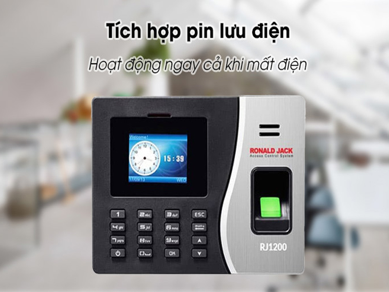 Ưu điểm của máy chấm công vân tay có tích hợp PIN lưu điện hoạt động độc lập từ 4h đến 8h dễ dàng
