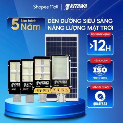 Đèn đường năng lượng mặt trời Kitawa hình bàn chải 150W, 200W, 300W, 400W