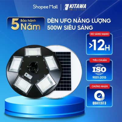Đèn năng lượng mặt trời KITAWA hình đĩa bay UF1500 10 Khoang 500W Bảo Hành 1 Năm, Chống nước IP65