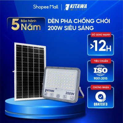 Đèn pha năng lượng mặt trời 200W chống chói KITAWA DP15200