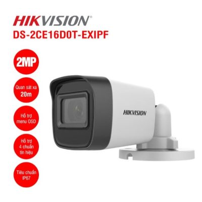 camera hikvision DS-2CE16D0T-EXIPF / DS-2CE76D0T-EXIPF đọ phân giải 2mp dùng cho đầu ghi analog, chính hãng