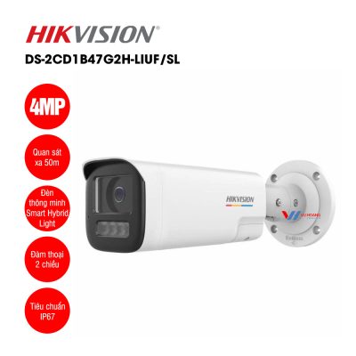 Camera Hikvision Colovu 4M DS-2CD1B47G2H-LIUF/SL Nhìn Đêm Có Màu 50m Tích hợp Micro Loa báo động đàm thoại 2 chiều