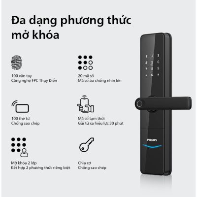 [CHÍNH HÃNG] Khóa Cửa Thông Minh PHILIPS DDL603E - Thân Khóa Chống Trộm - Bảo Hành 24 Tháng - Miễn Phí Lắp Đặt HN HCM ĐN